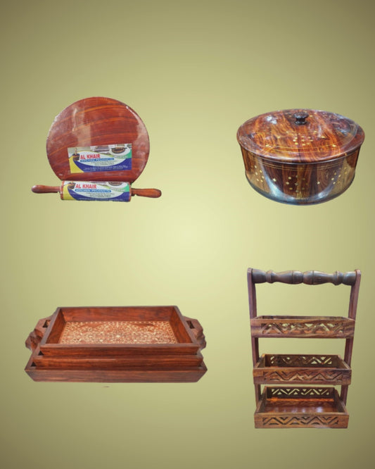 Pack of 4 ( Chakna Belna, Hotpot, Tray Set, Spoon Stand )